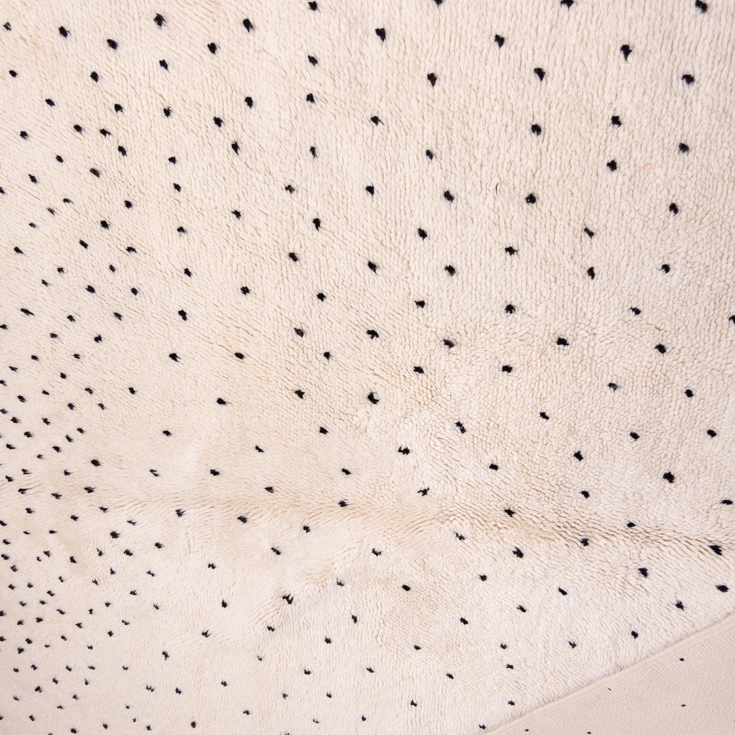 Handmade Mrirt Rug – 100% Wool Moroccan Berber Carpet – Cream & Black Polka Dot Wool Rug – Luxury Minimalist & Modern Home Decor