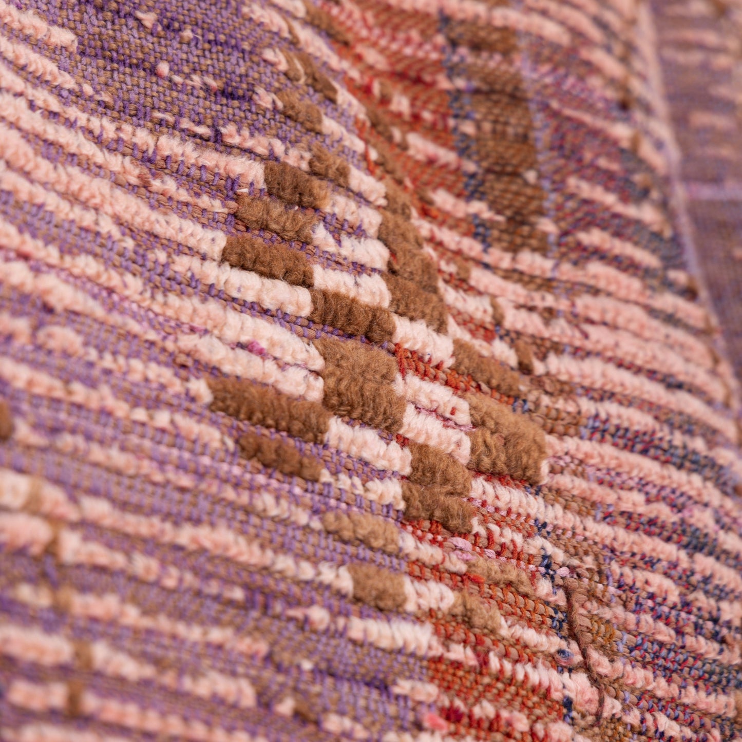 Vintage Moroccan Berber Rug – Handwoven Wool Striped Carpet with Tribal Accents