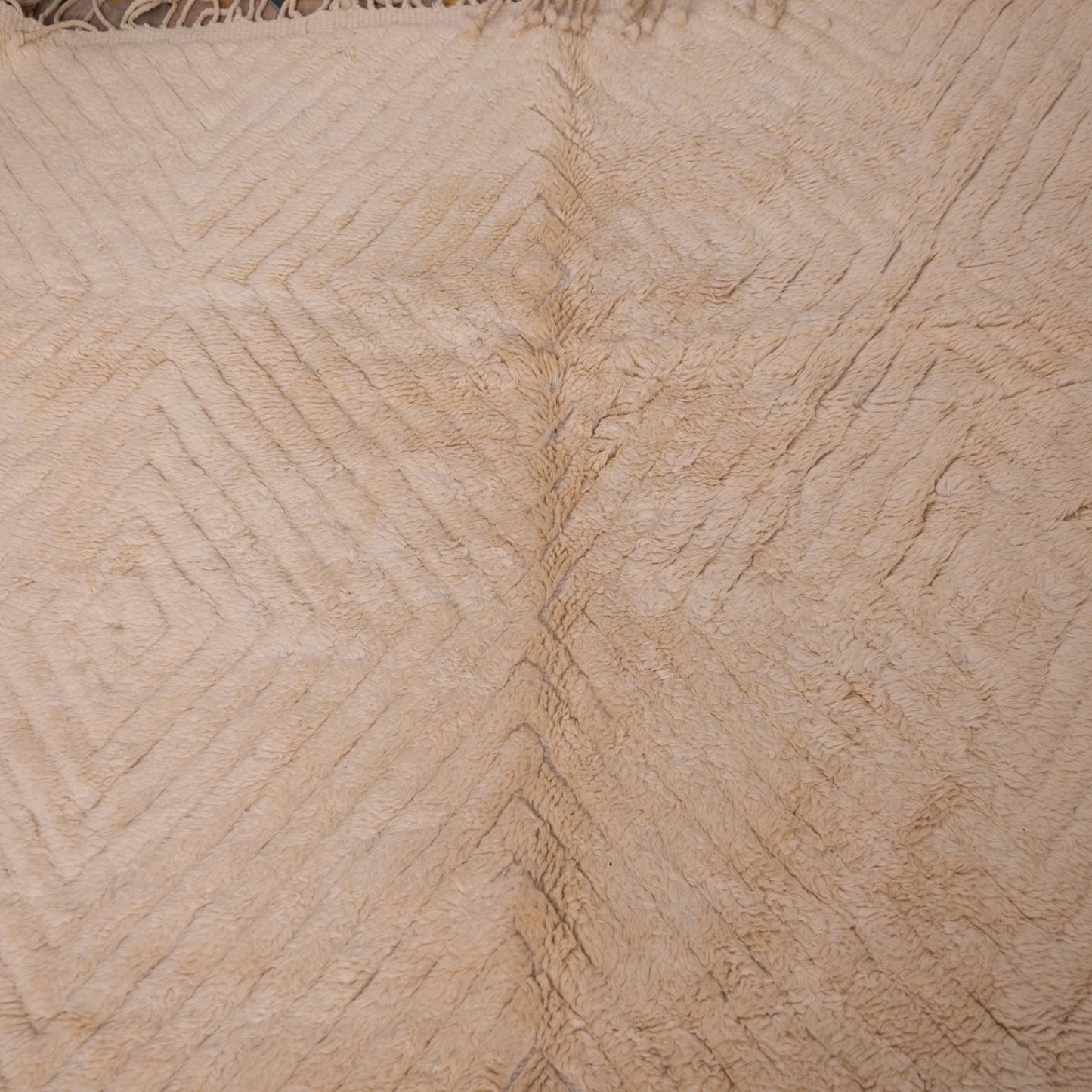 Handmade Mrirt Rug – 100% Wool Moroccan Berber Carpet – Cream Textured Chevron Wool Rug – Luxury Minimalist & Modern Home Decor