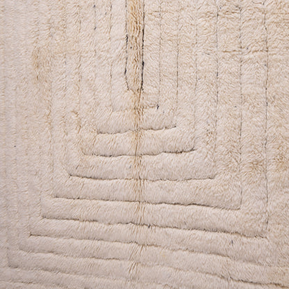 Handmade Mrirt Rug – 100% Wool Moroccan Berber Carpet – Cream & Black Textured Geometric Wool Rug – Luxury Minimalist & Modern Home Decor