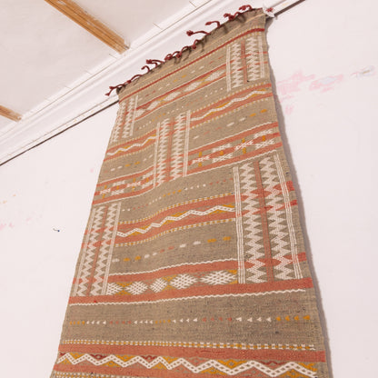 Striped Geometric Corridor Rug - 100% Wool Handwoven Runner