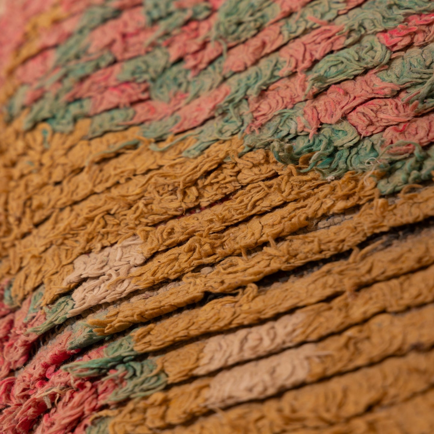 Vintage Moroccan Boucherouite Rug – Handmade Berber Carpet with Earthy Geometric Design