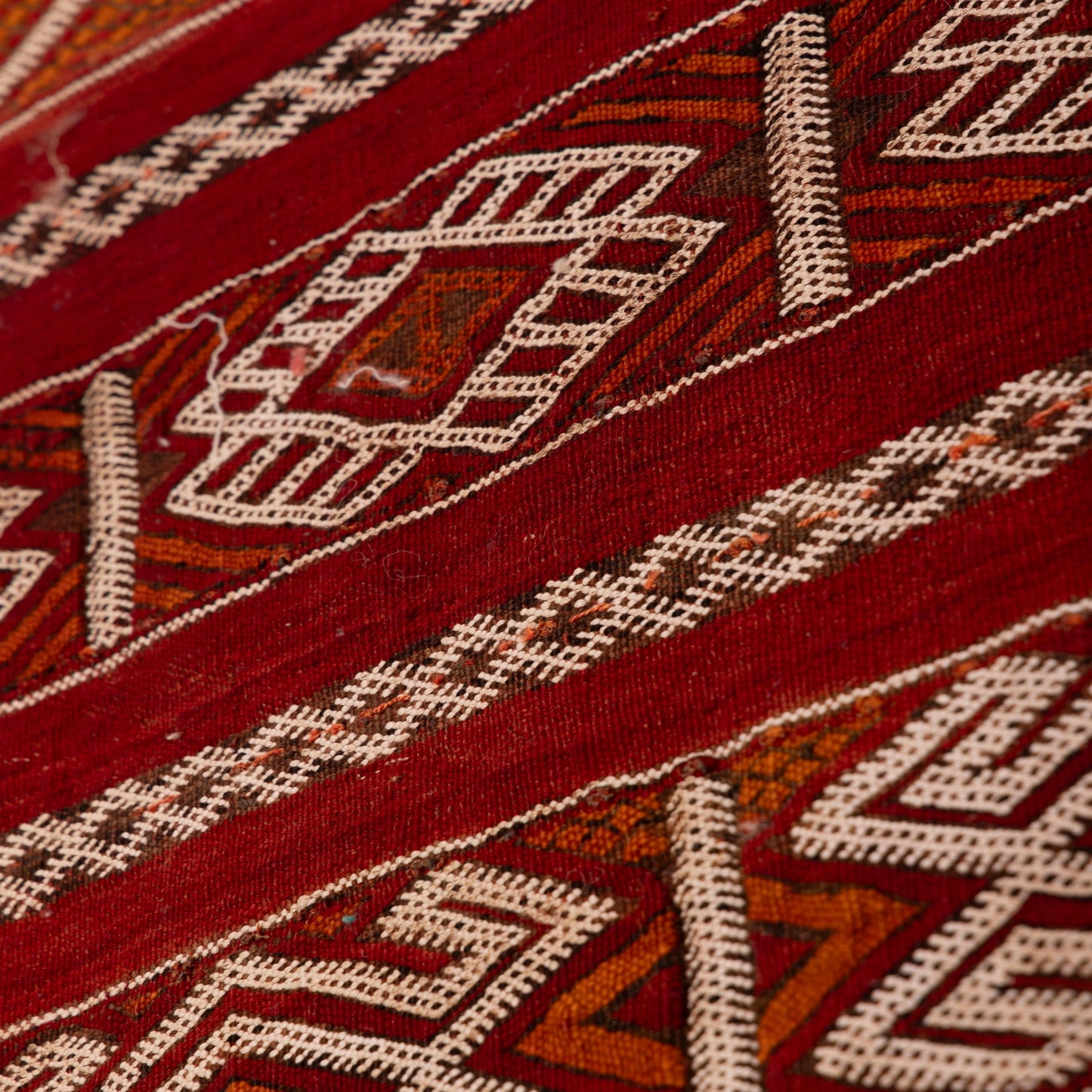 Vintage Moroccan Zemmour Rug | Handwoven Berber Kilim | Tribal Red Wool Carpet ; 11,98 ft / 5,91 ft