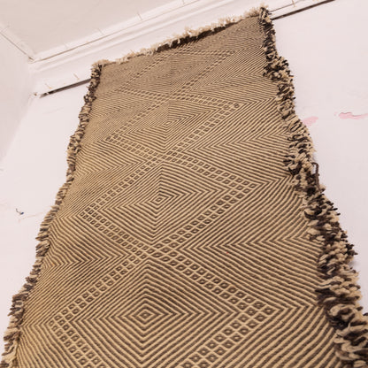 Monochrome Diamond Corridor Runner - Handwoven Wool Hallway Rug