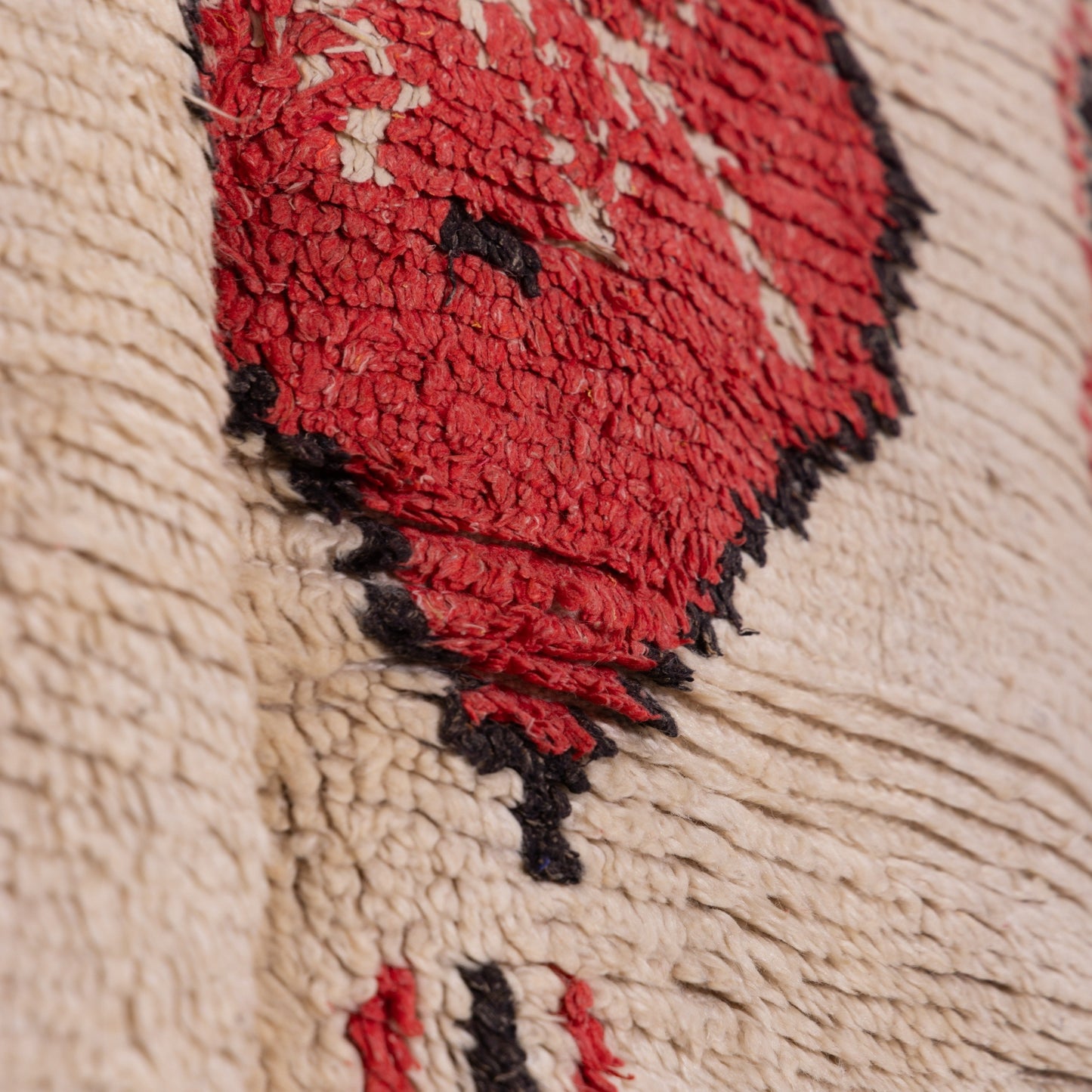 Vintage Moroccan Azilal Rug - Tribal Red & Black Motifs - Abstract Folk Art Design