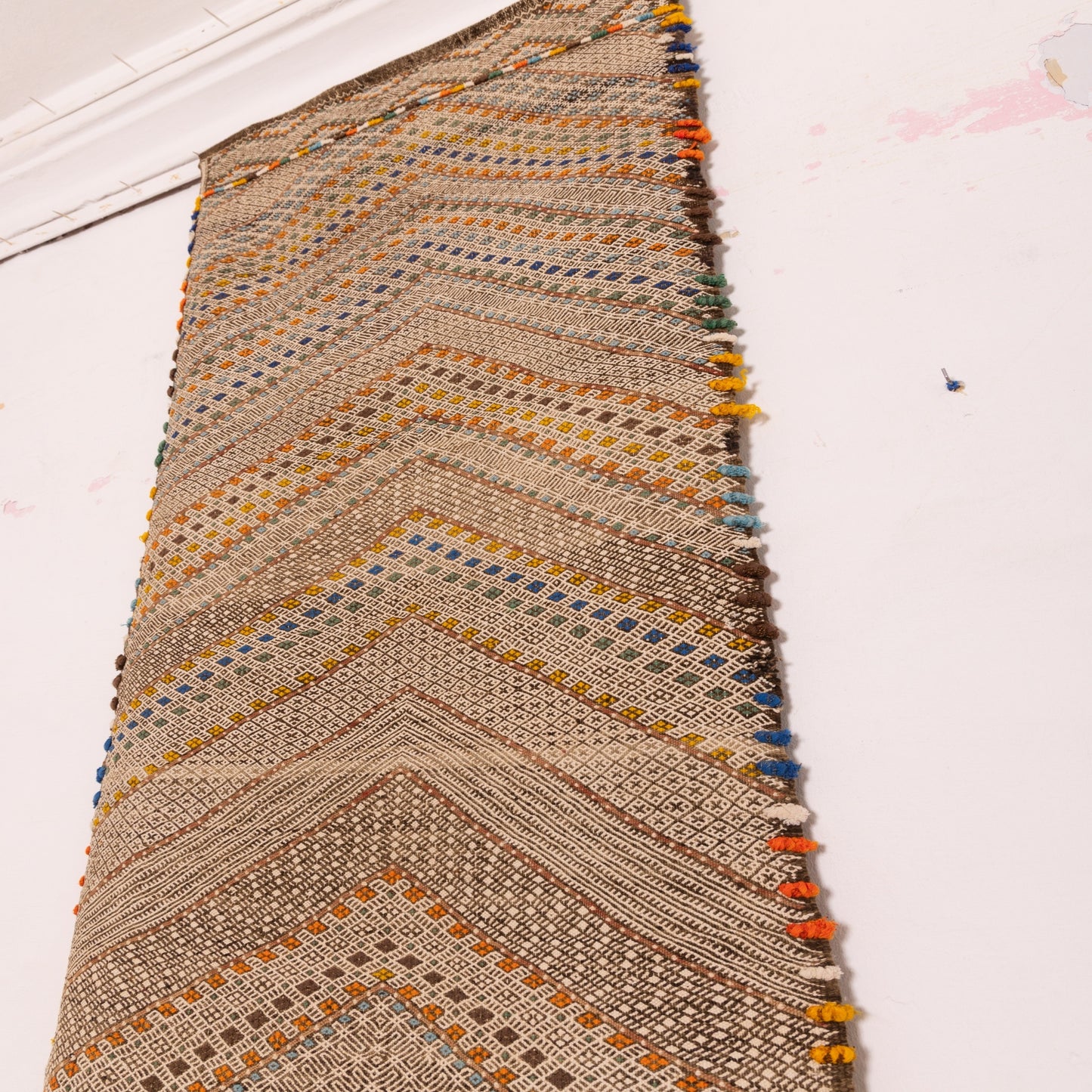 Moroccan Handmade Corridor Runner - Chevron Tribal Design - 100% Wool
