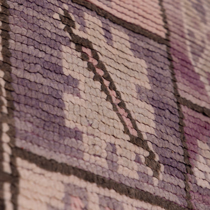 Vintage Moroccan Berber Rug – Handwoven Wool with Tribal Checkerboard Design – Unique Mauve & Beige Tones