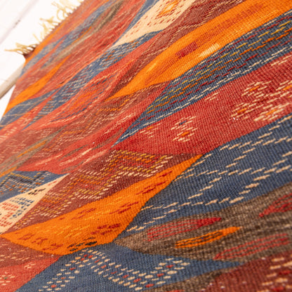 Moroccan Corridor Rug - Handwoven Berber Runner - Warm Earth-Tone Diamonds