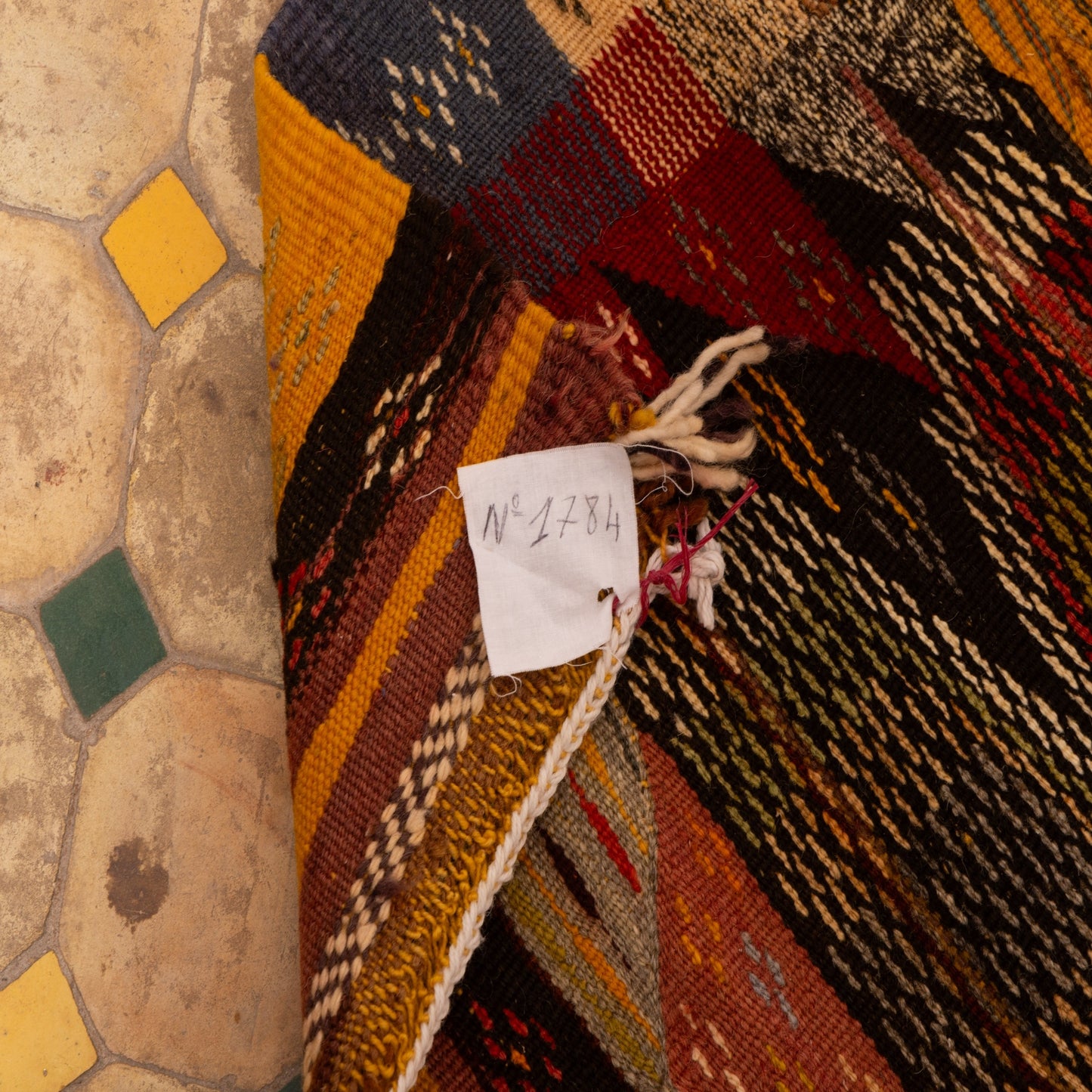Moroccan Corridor Rug - Handwoven Runner - Bold Diamond Patch Design