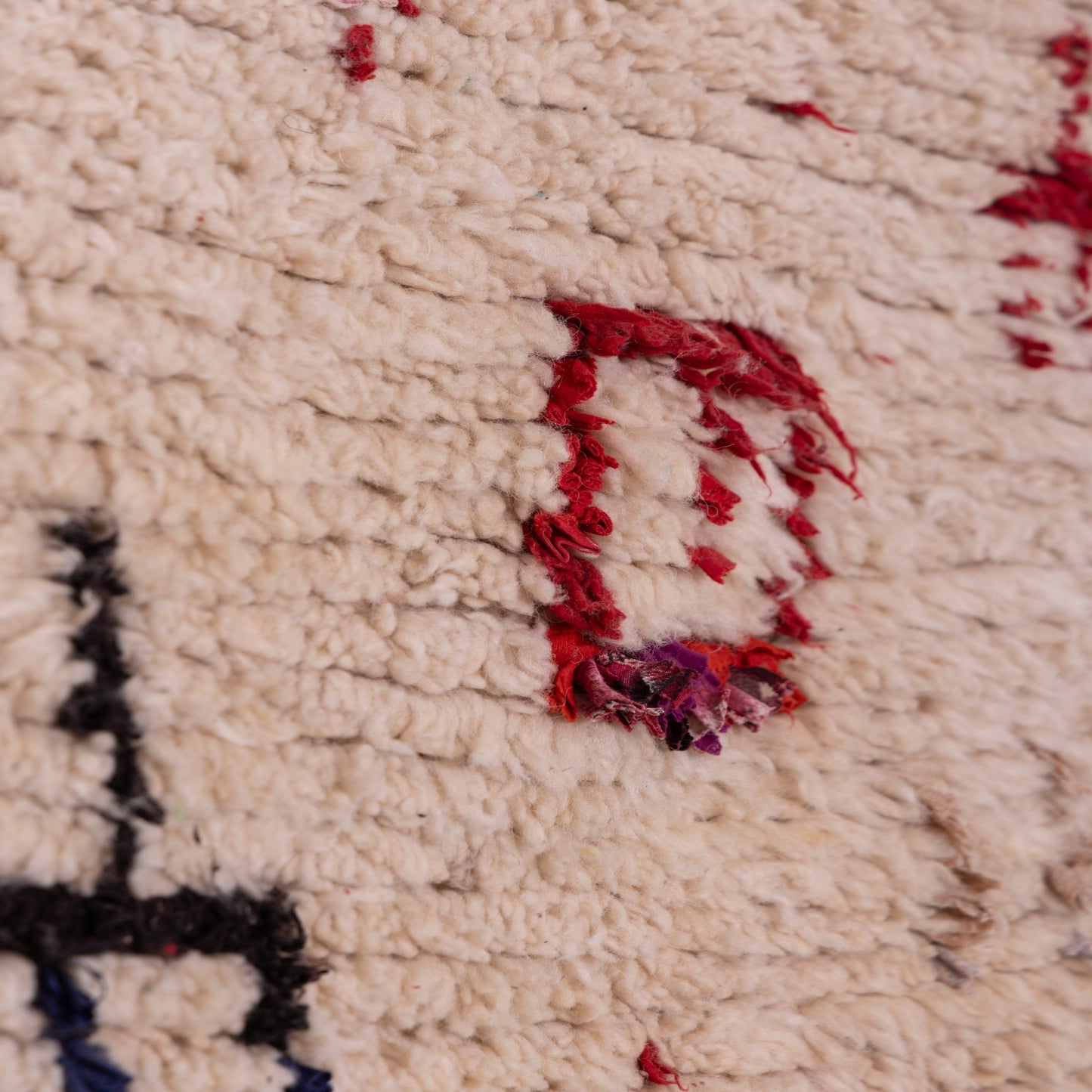 Petite Vintage Azilal Wool Rug - Symbolic Tribal Abstract - Handwoven Moroccan Textile