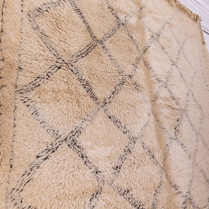 Large Vintage Moroccan Beni Ourain Rug | Authentic Handwoven Wool Carpet ; 12,30 ft  / 6,56 ft