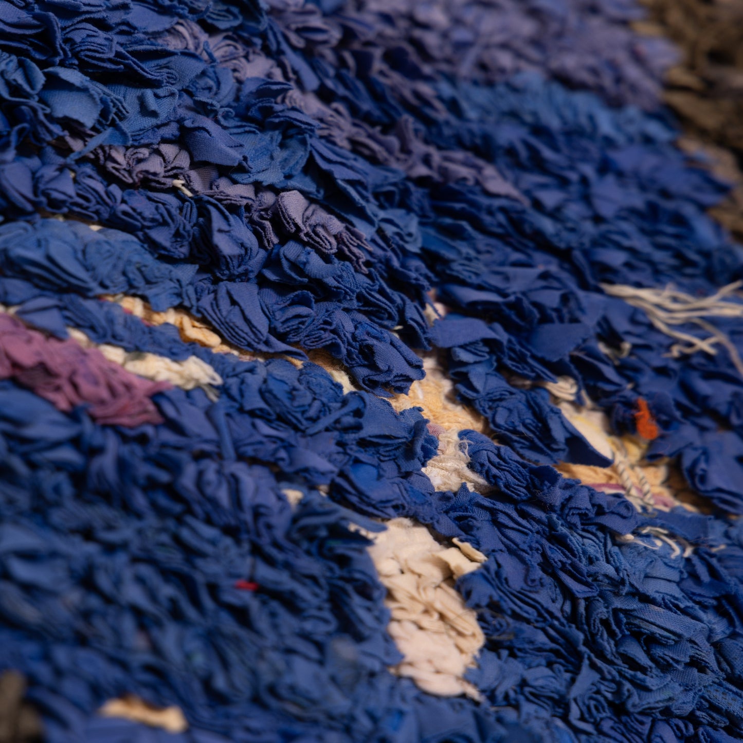Vintage Moroccan Boucherouite Rug – Handwoven Berber Carpet with Bold Abstract Design