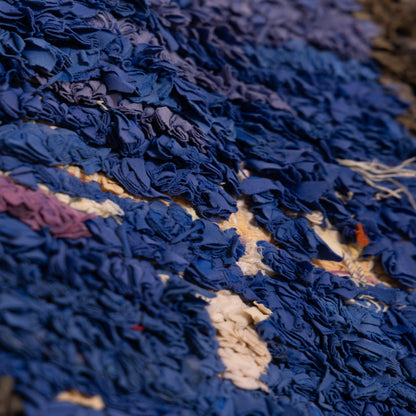 Vintage Moroccan Boucherouite Rug – Handwoven Berber Carpet with Bold Abstract Design
