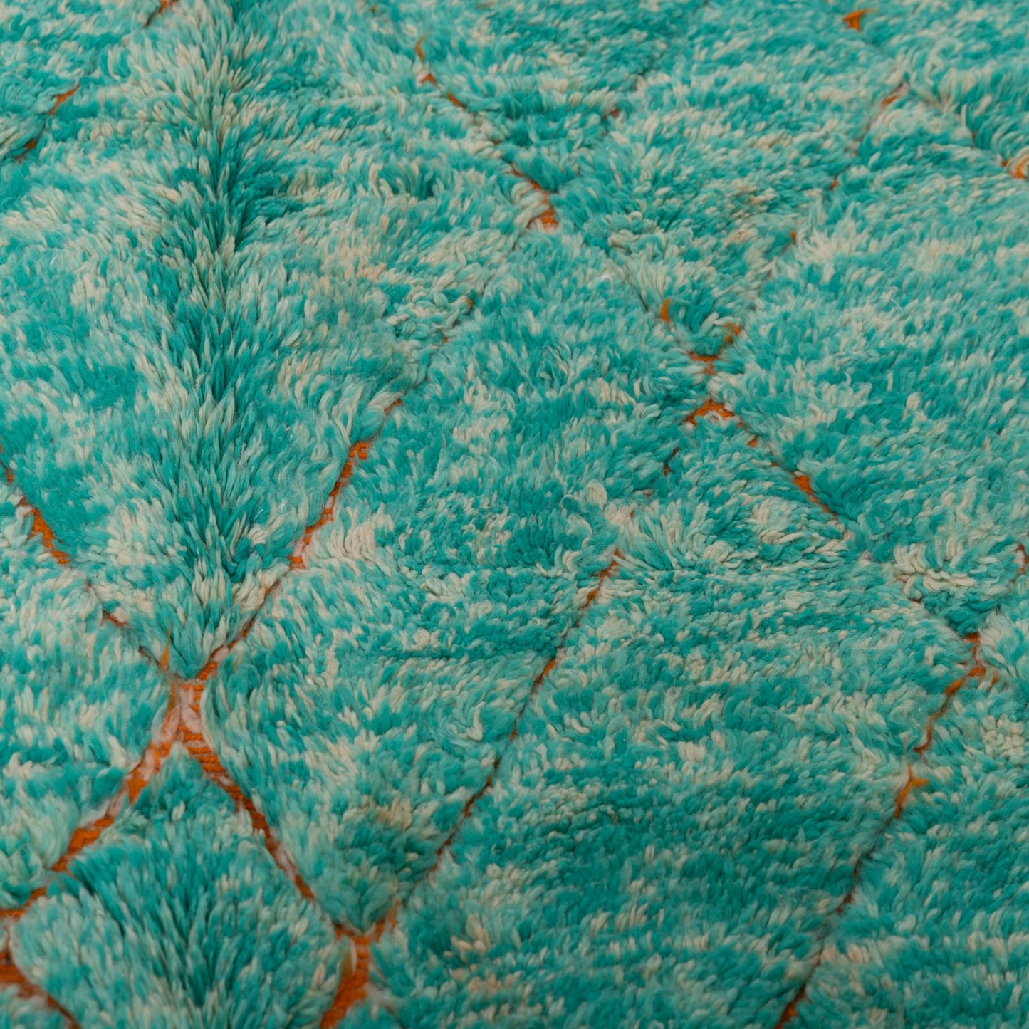Handmade Mrirt Rug – 100% Wool Moroccan Berber Carpet – Vibrant Green & Orange Diamond Pattern Rug – Boho, Eclectic, & Modern Home Decor