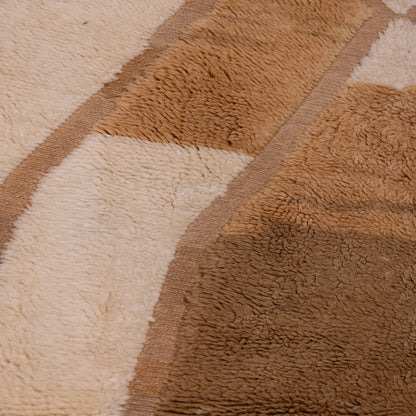 Handwoven Moroccan Mrirt Wool Rug – Earth-Tone Abstract Geometric Design