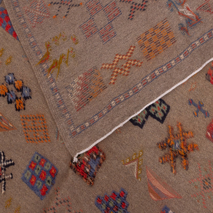 Handwoven Moroccan Akhnif Rug – Wool & Cotton Berber Tapestry ; 5,25 ft / 3,61 ft