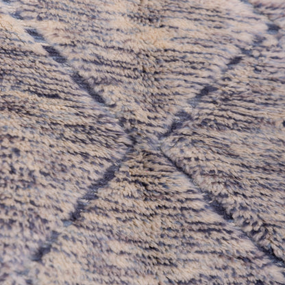 Handwoven Moroccan Wool Rug – Vintage Beni Ourain Style – Blue & Beige Geometric Berber Carpet – Soft Wool Area Rug
