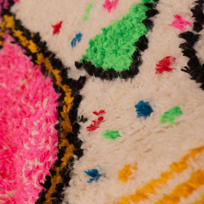 Colorful Abstract Azilal Rug - Handwoven Moroccan Wool & Cotton Carpet - Boho Modern Wall Art or Area Rug