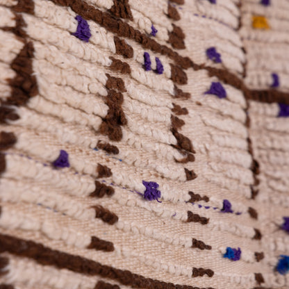 Vintage Moroccan Azilal Rug - Abstract Linear Pattern with Tribal Accents - 100% Wool Handwoven Art