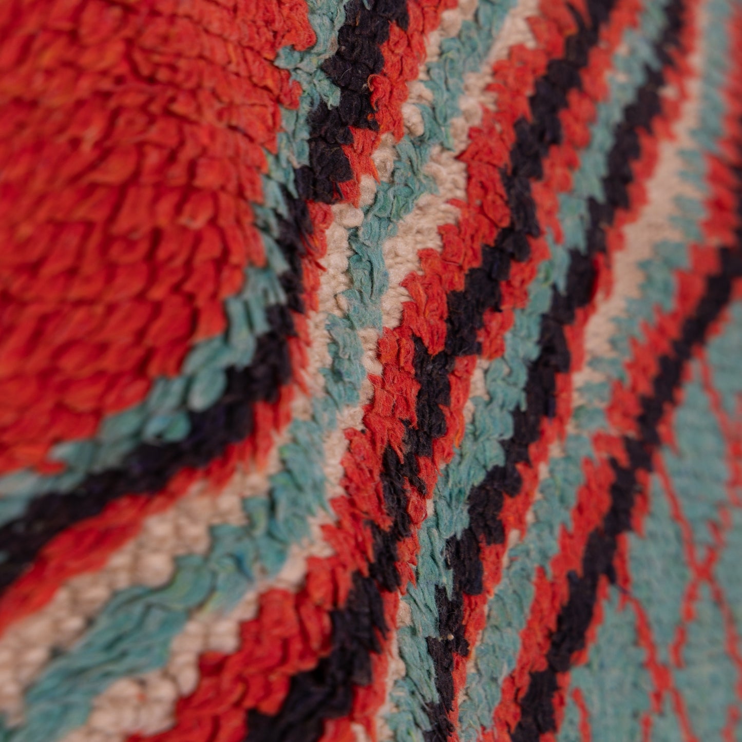 Vintage Azilal Wool Rug - Geometric Tribal Pattern - Handwoven Moroccan Tapestry