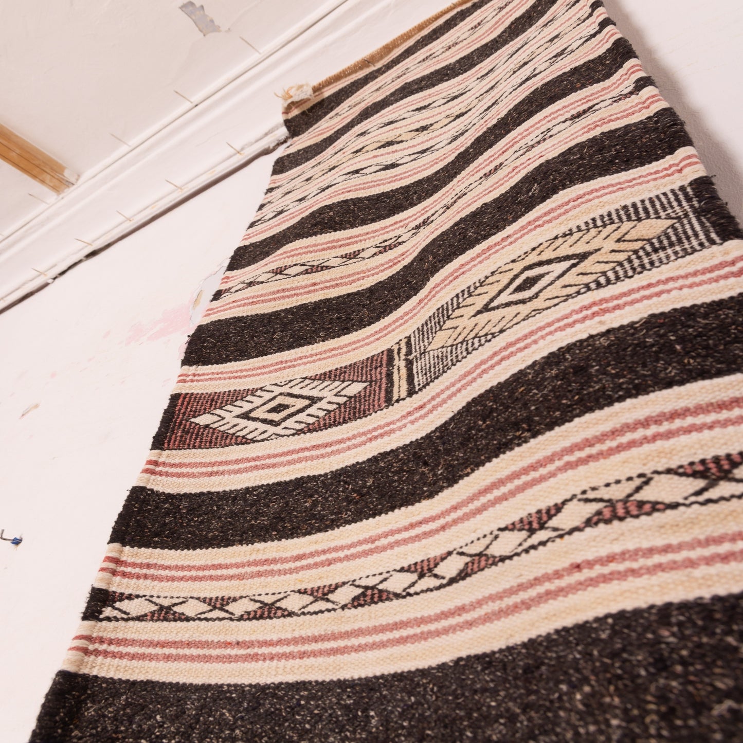 Handwoven Wool Corridor Runner Rug - Minimalist Berber Design