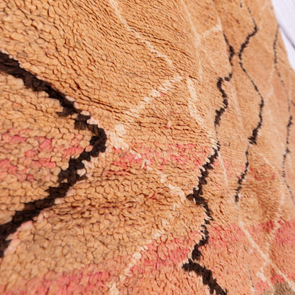 Vintage Moroccan Rehamna Rug – Handwoven Berber Carpet with Earthy Tones & Abstract Lines ; 9,84 ft / 6,07 ft