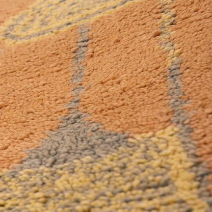 Handwoven Moroccan Wool Runner Rug - Earthy Brown, Yellow, and Gray - Abstract Geometric Design - 80% Wool 20% Cotton