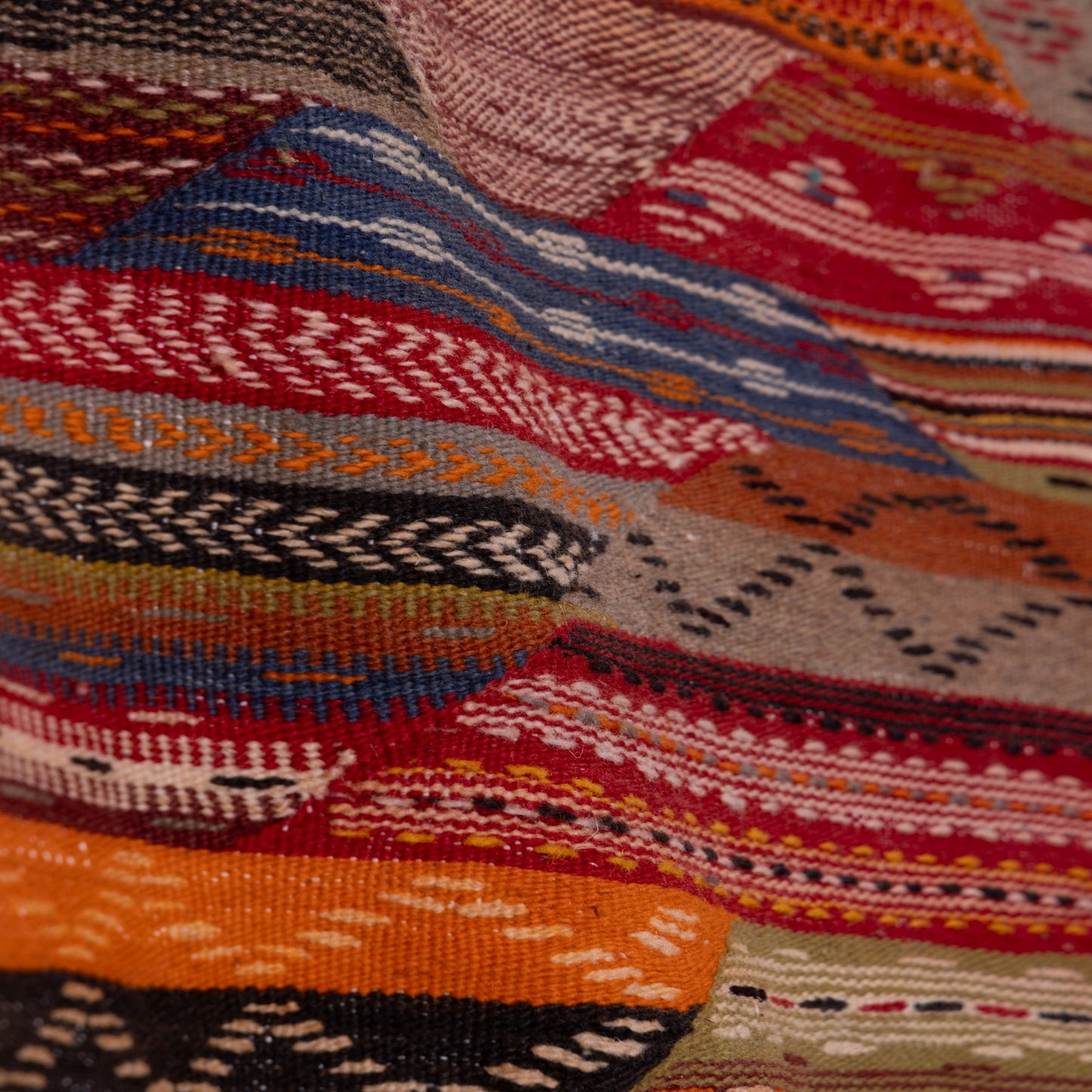 Handwoven Moroccan Akhnif Rug – Authentic Wool & Cotton Berber Carpet ; 2,55 ft /  1,55 ft