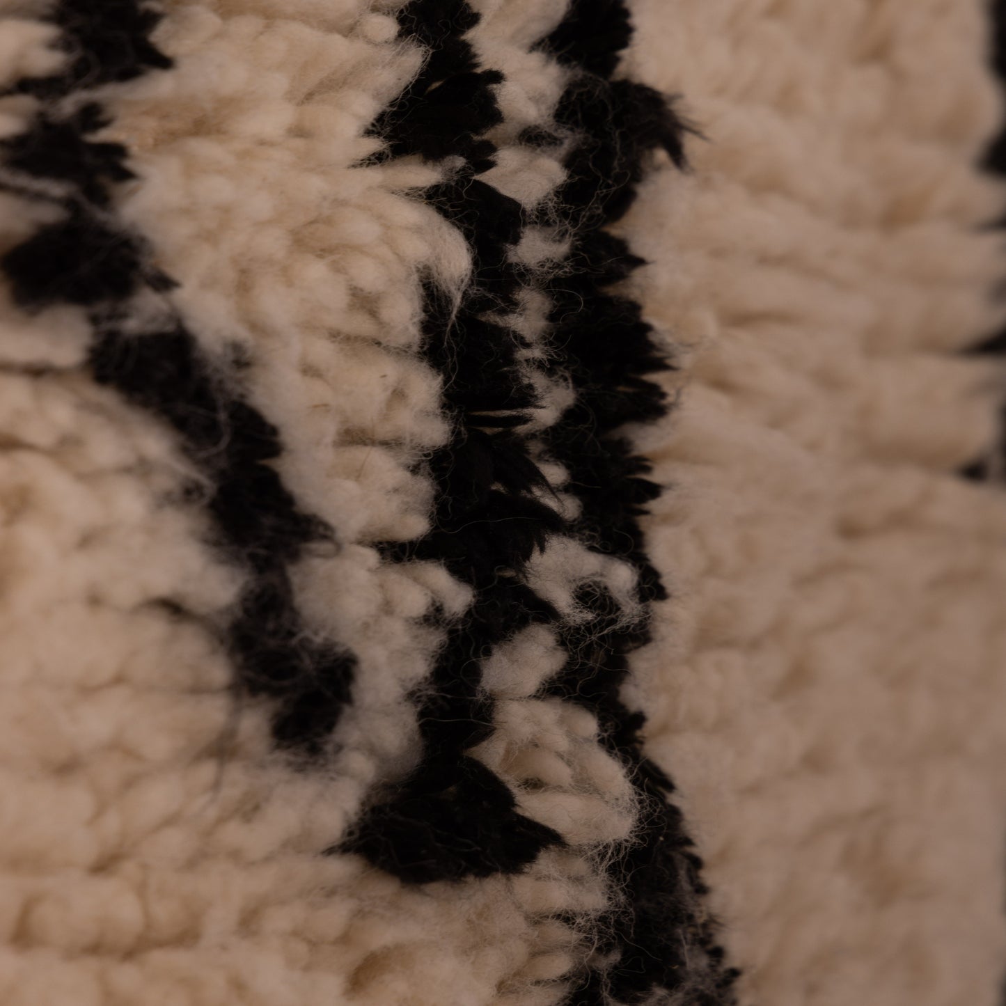Abstract Line Art Moroccan Rug - Minimalist Black & Cream Wool Berber Runner - Handmade Azilal Wall Hanging