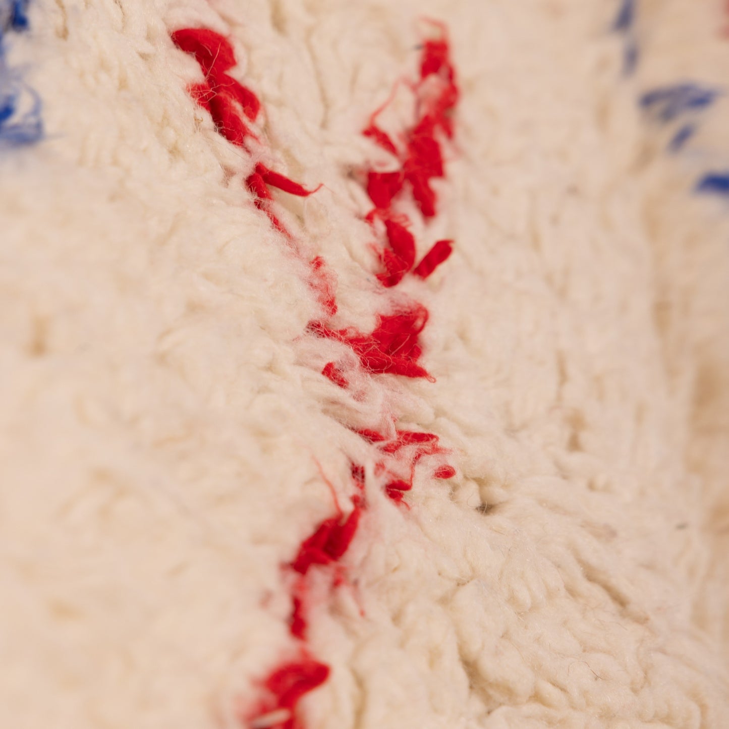 Modern Azilal Rug - Handmade Moroccan Berber Carpet - 80% Wool 20% Cotton - Red & Blue Diamond Boho Decor