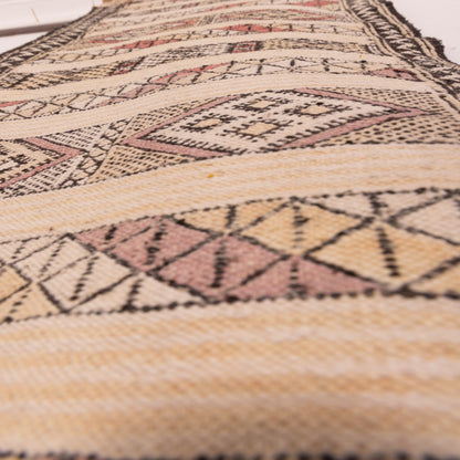 Ivory Tribal Wool Corridor Runner - Subtle Geometric Berber Elegance