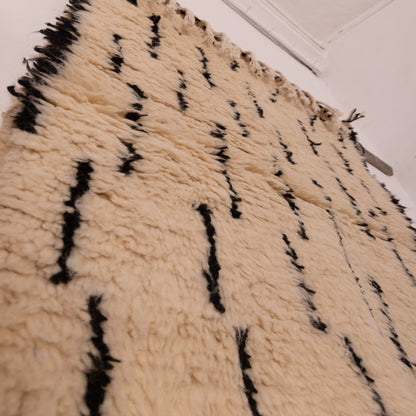 Minimalist Azilal Wool Rug - Small Modern Moroccan Wall Hanging - 80% Wool & 20% Cotton - Neutral Berber Decor