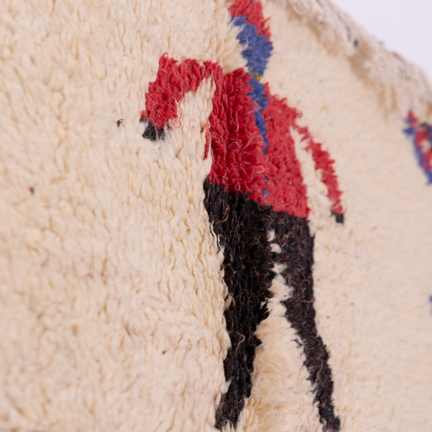 Vintage Azilal Moroccan Rug with Tribal Human Figure - Handwoven Wool Berber Carpet – Boho Folk Art Wall Hanging