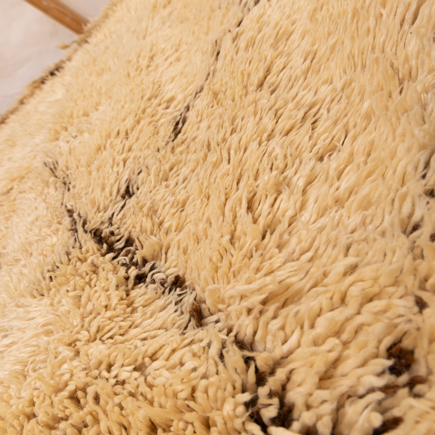 Extra Plush Beni Ourain Moroccan Rug | Thick Wool Vintage Carpet | Handwoven Diamond Pattern | Golden Beige & Brown Border | 100% Wool | Large Cozy Rug  ; 15,09 ft / 6,56 ft