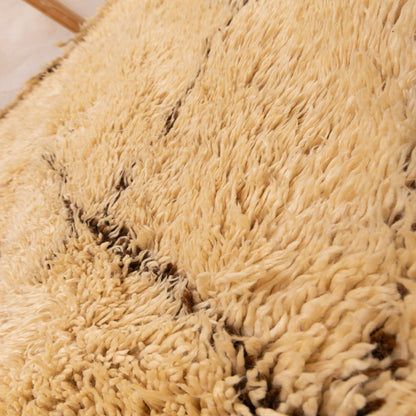 Extra Plush Beni Ourain Moroccan Rug | Thick Wool Vintage Carpet | Handwoven Diamond Pattern | Golden Beige & Brown Border | 100% Wool | Large Cozy Rug  ; 15,09 ft / 6,56 ft