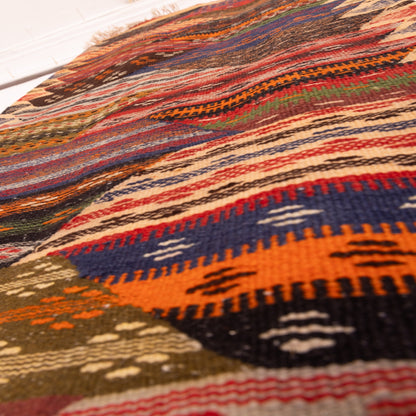 Moroccan Corridor Rug - Handwoven Runner - Chevron Patchwork Style