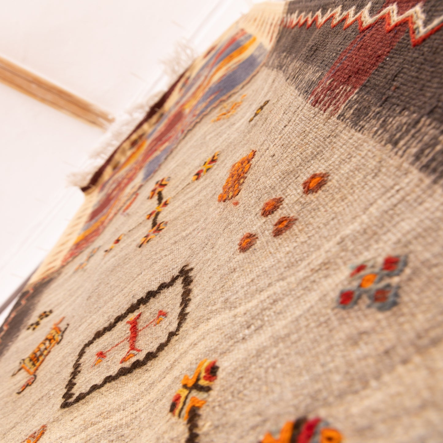 Moroccan Corridor Rug - Handwoven Runner - Tribal Cross Motif Patchwork