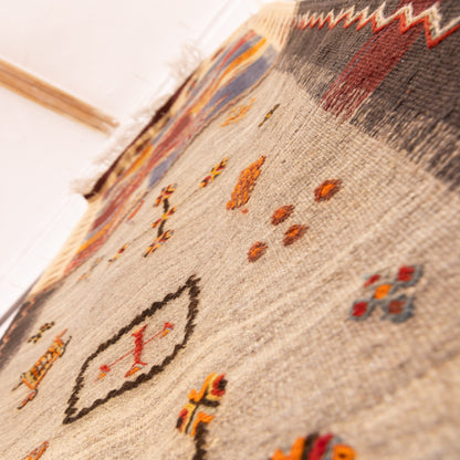 Moroccan Corridor Rug - Handwoven Runner - Tribal Cross Motif Patchwork
