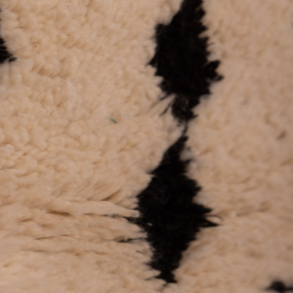 Tribal Black & White Moroccan Wool Rug - Handmade Berber Azilal Wall Hanging - Minimalist Ethnic Runner
