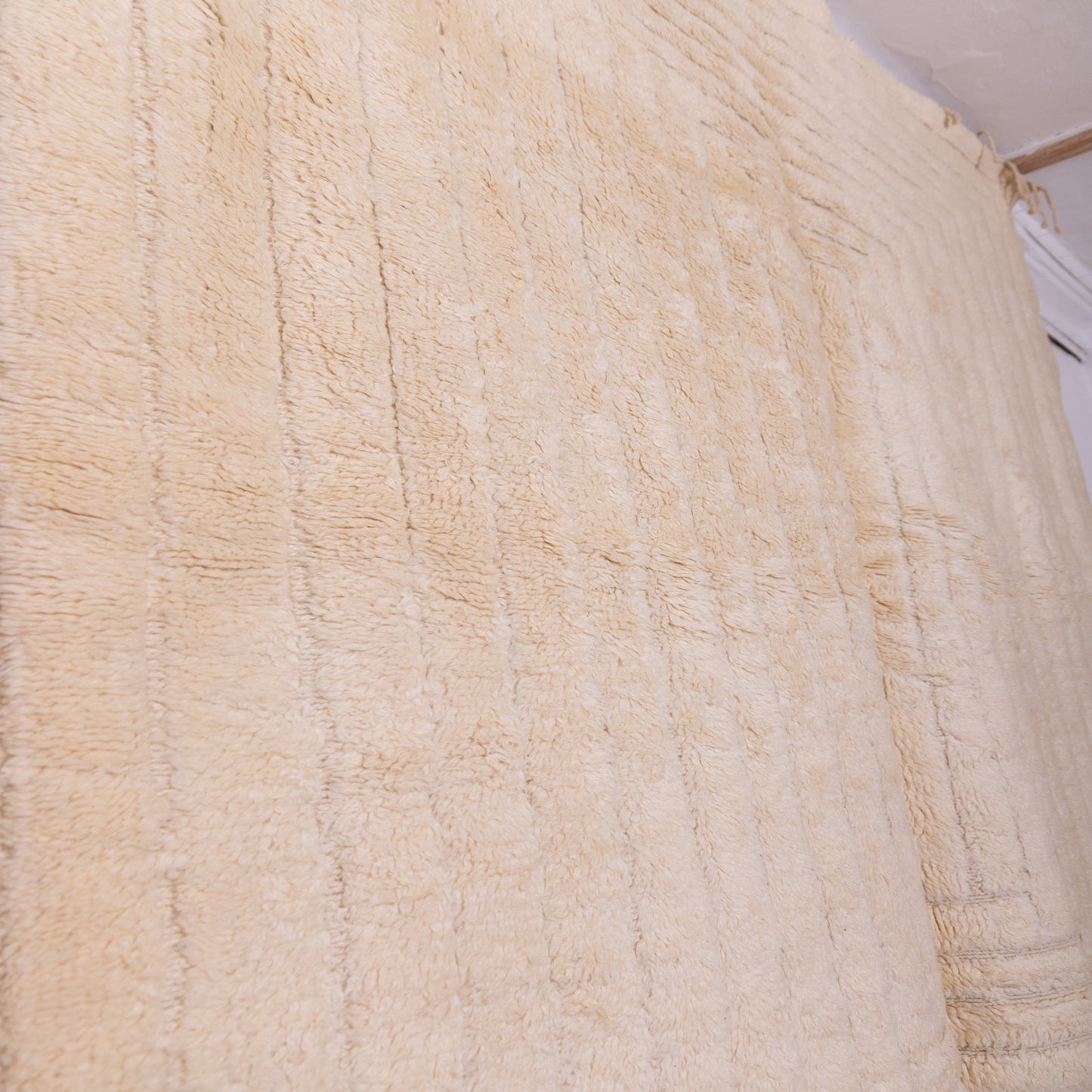 Handmade Mrirt Rug – 100% Wool Moroccan Berber Carpet – Cream Textured Geometric Wool Rug – Luxury Minimalist & Modern Home Decor