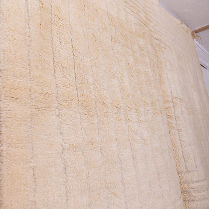 Handmade Mrirt Rug – 100% Wool Moroccan Berber Carpet – Cream Textured Geometric Wool Rug – Luxury Minimalist & Modern Home Decor