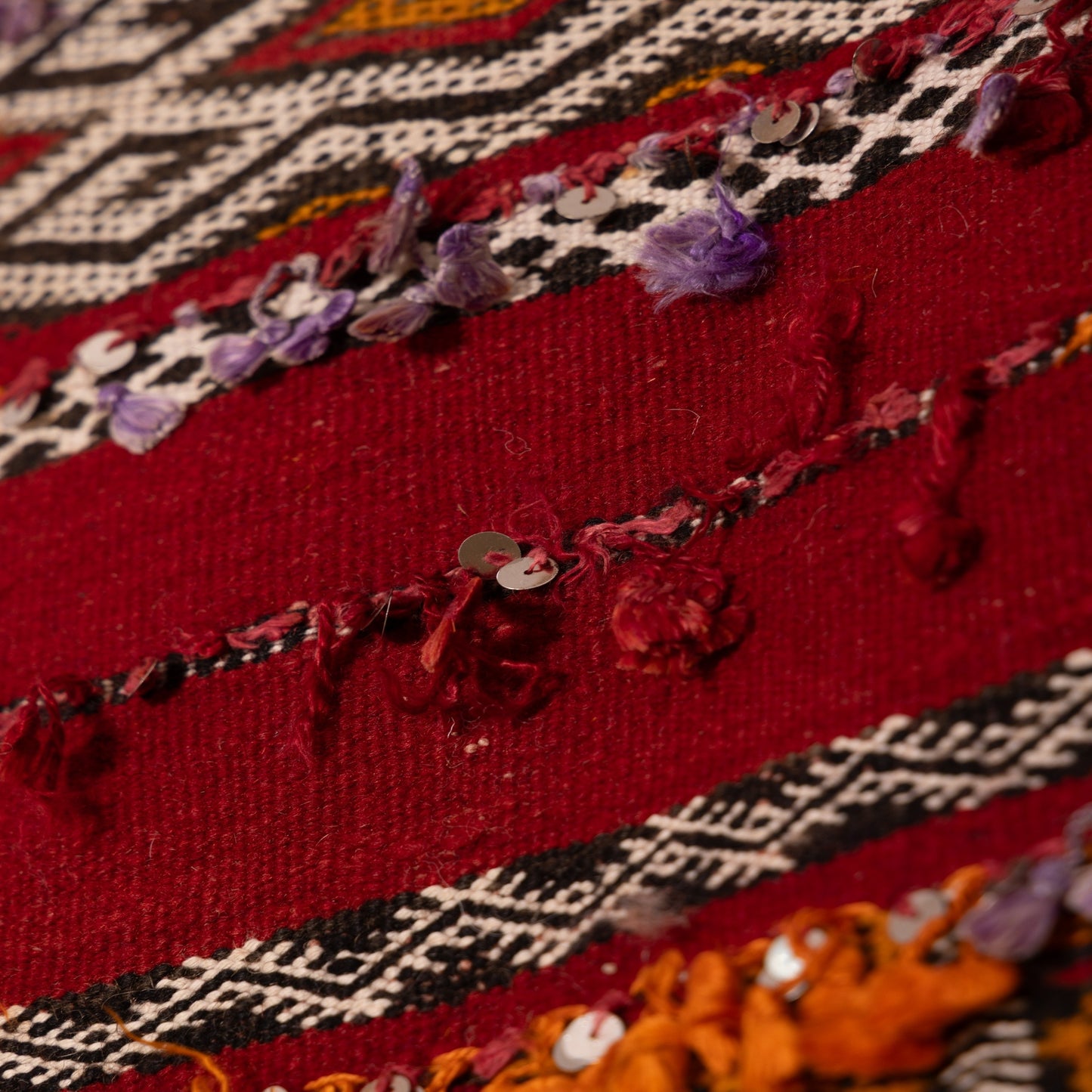 Large Vintage Moroccan Kilim Rug | Handwoven Berber Carpet | Red Tribal Wool Flatweave ; 12,63 ft / 5,41 ft