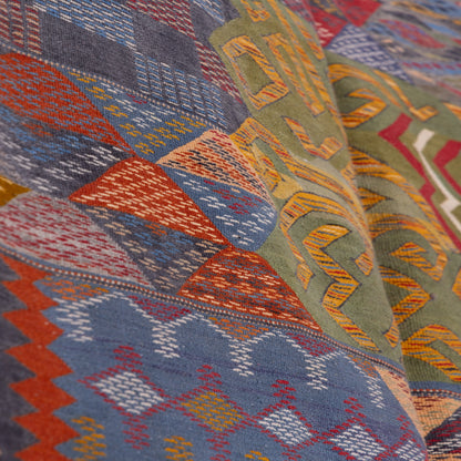 Handwoven Moroccan Akhnif Rug – Vibrant Berber Wool & Cotton Carpet ; 10,33 ft / 7,05 ft
