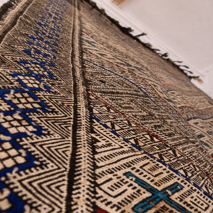 Vintage Moroccan Handwoven Berber Rug | Geometric Wool Tribal Runner ; 6,73 ft / 3,44 ft