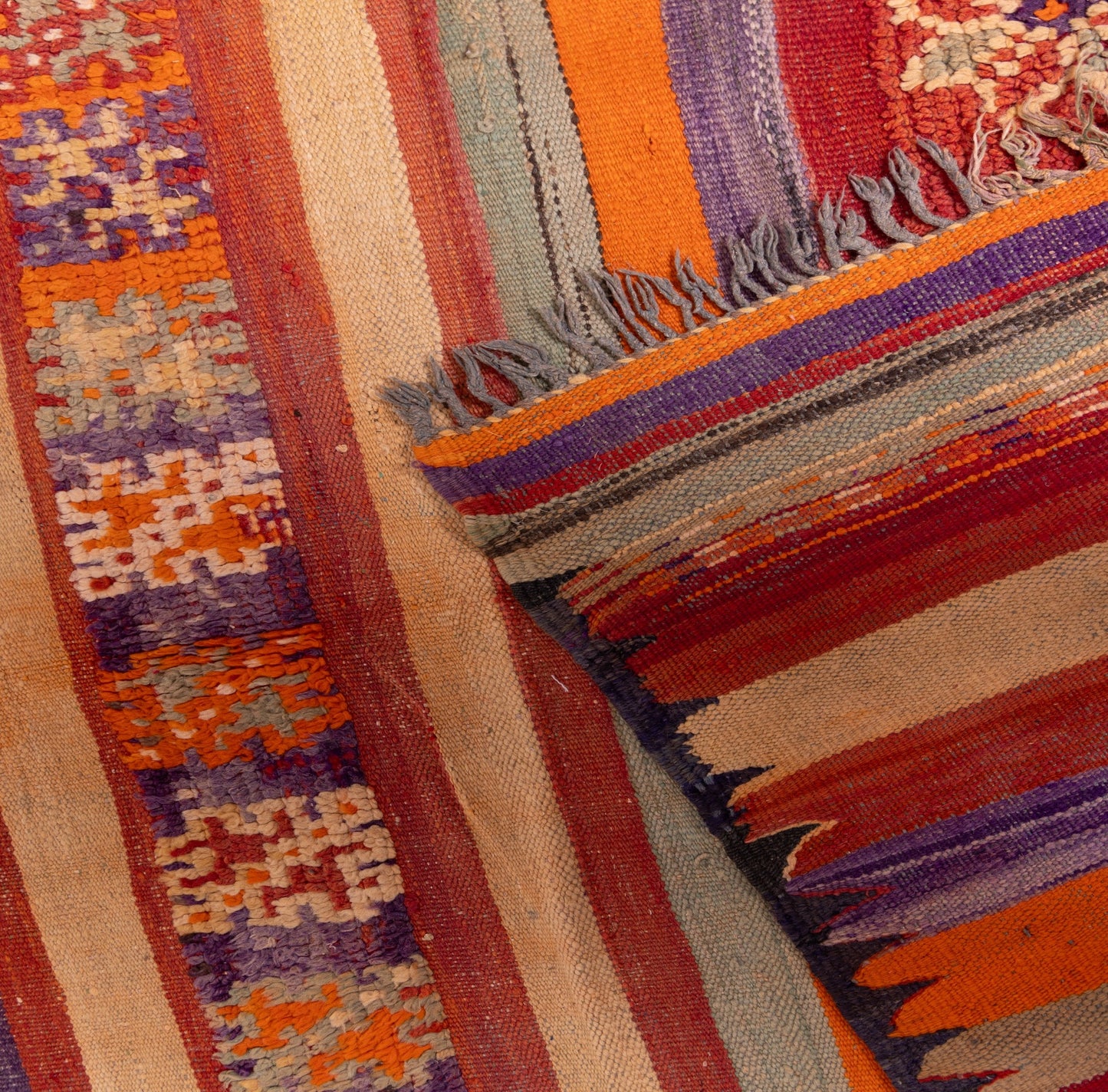 Vintage Moroccan Handwoven Rug – Rehamna Tribal Kilim ; 8,20 ft  / 4,92 ft