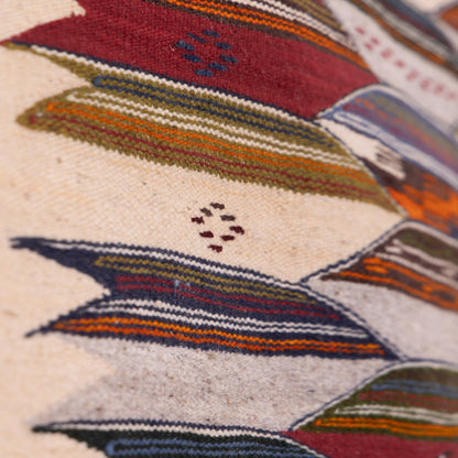 Handwoven Moroccan Akhnif Rug – Authentic Wool & Cotton Kilim with Tribal Patterns ; 6,89 ft / 3,77 ft