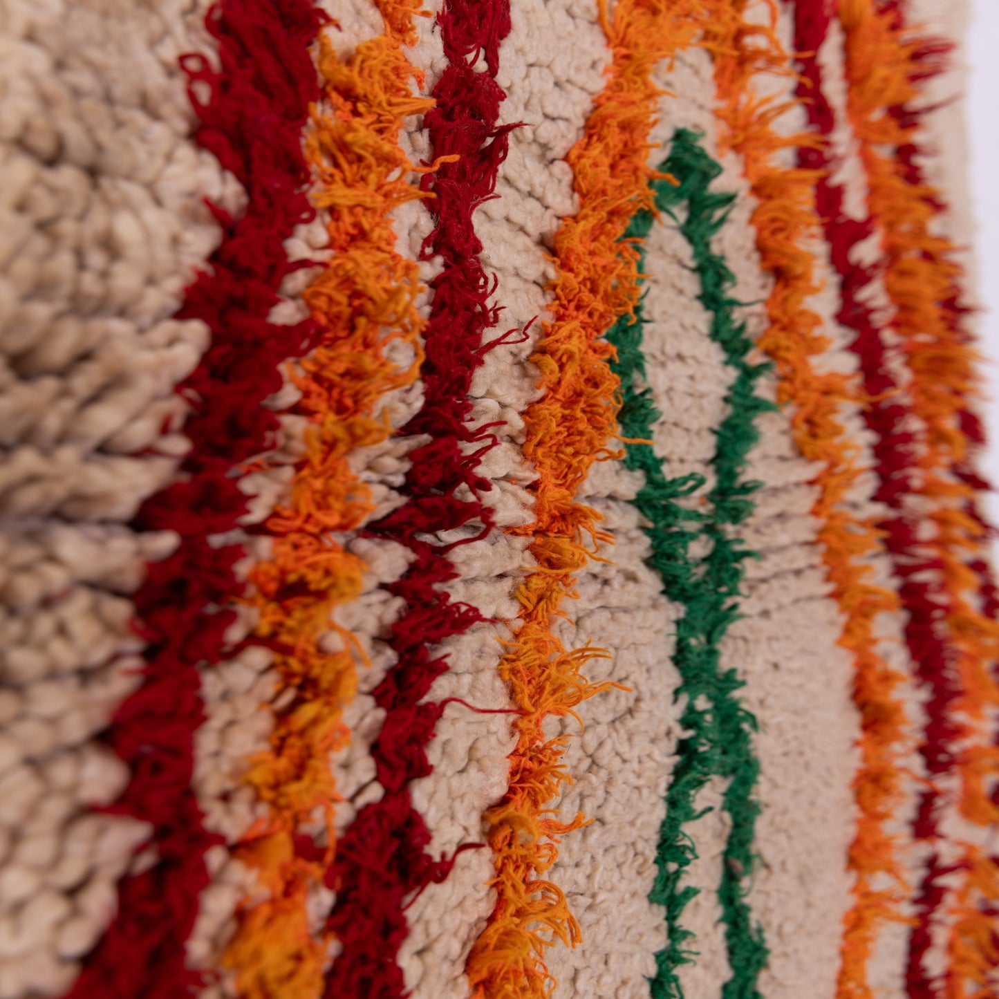 Vintage Azilal Rug - Moroccan Handwoven Wool Runner - Bold Diamond Tribal Design in Red & Orange