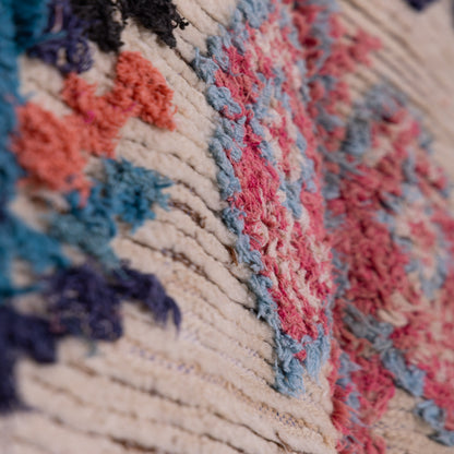 Symbolic Village Rug - Handwoven Moroccan Wool with Nature Motifs