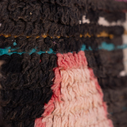 Vintage Moroccan Berber Rug – Unique Handwoven Wool Boucherouite with Geometric Tribal Motifs
