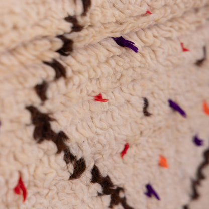 Vintage Azilal Rug with Diamond Lattice & Confetti Accents - Handwoven Wool Moroccan Carpet - Minimal Boho Style